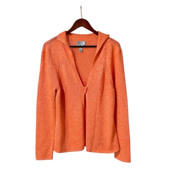 Talbots Collection Women Sweater Knit Cardigan Long Sleeve Orange Size L Button - Picture 9 of 9